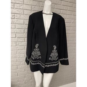 Maxie Klein Women Collection’s Embellished / Embroidered Black Blazer Size 18W